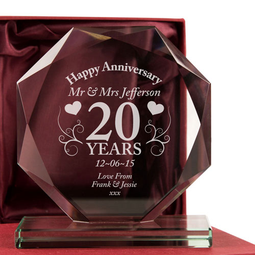 20th Anniversary Personalised Engraved Glass Gift