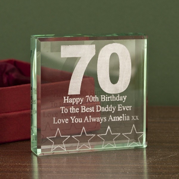 70th Birthday Square Glass Keepsake