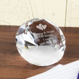 Diamond Paperweight with Heart Design