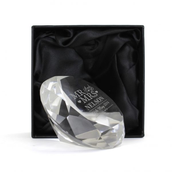 Mr & Mrs Personalised Diamond Paperweight