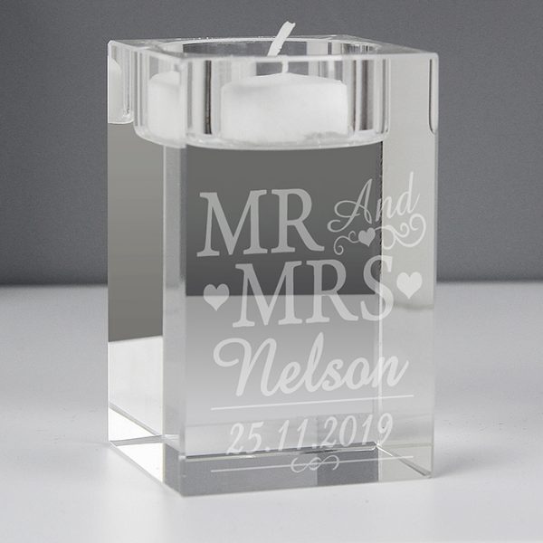 Mr & Mrs Personalised Tealight Holder