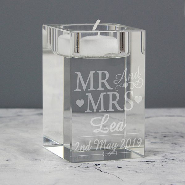 Mr & Mrs Glass Block Tea Light Holder - Image 4