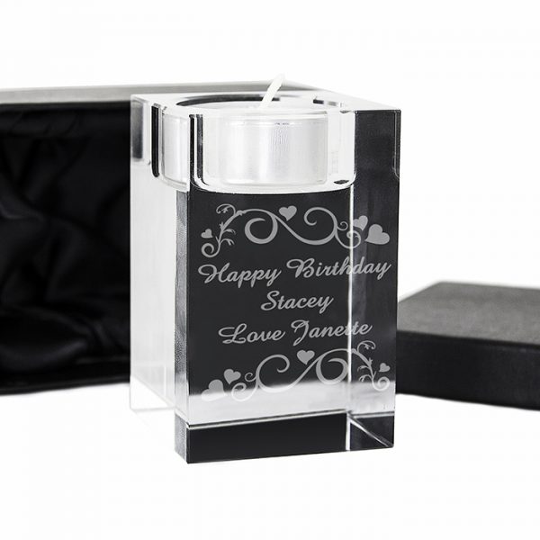 Ornate Swirl Glass Block Tea Light Holder - Image 3