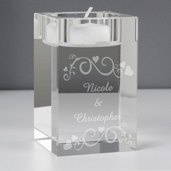 Ornate Swirl Glass Block Tea Light Holder - Image 9