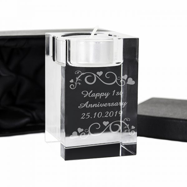 Ornate Swirl Glass Block Tea Light Holder - Image 6