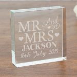 Mr Mrs Crystal Glass Block