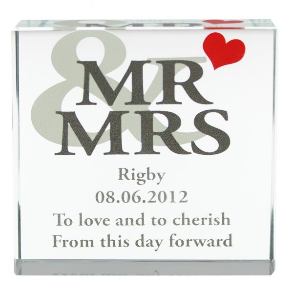 Mr & Mrs Large Crystal Block - Image 2
