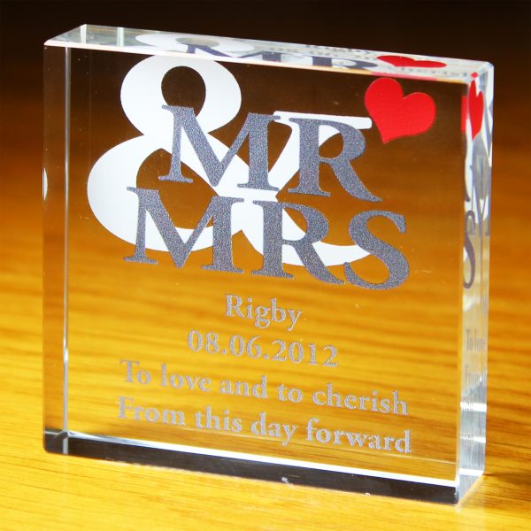 Mr & Mrs Large Crystal Block - Image 3