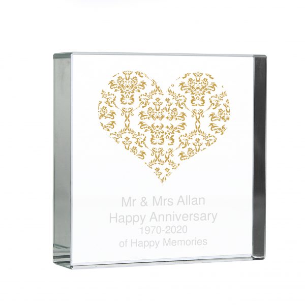 Personalised Gold Damask Heart Crystal Token - Image 3