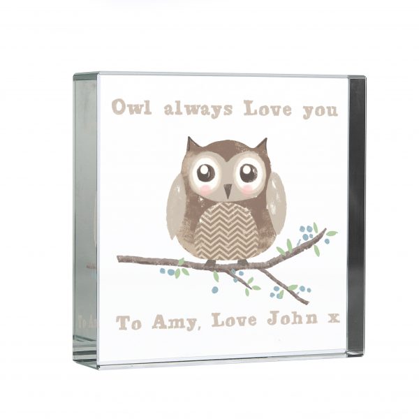 Personalised Woodland Owl Large Crystal Token - Image 3