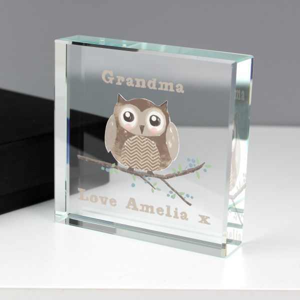 Personalised Woodland Owl Large Crystal Token - Image 5