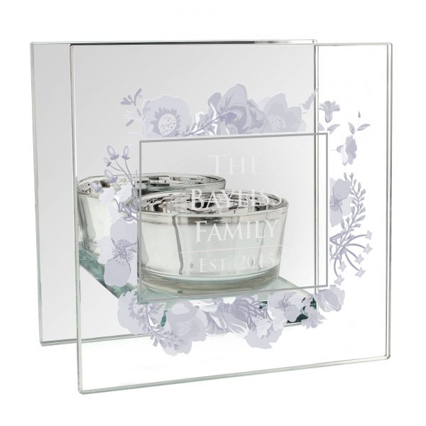 Personalised Soft Watercolour Mirrored Glass Tea Light Holder - Image 3
