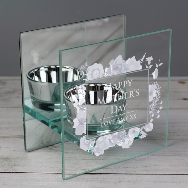 Personalised Soft Watercolour Mirrored Glass Tea Light Holder - Image 4