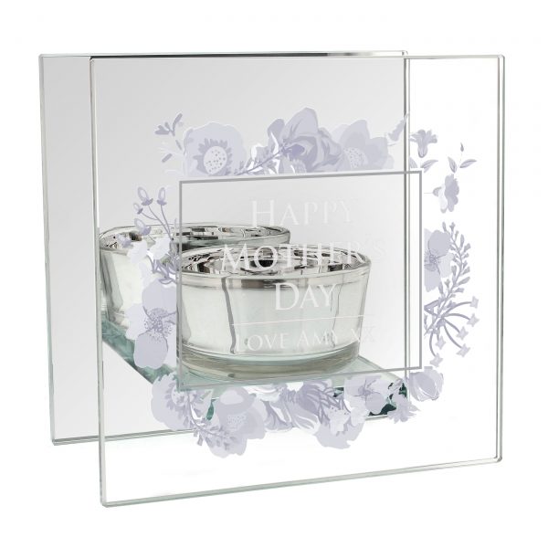 Personalised Soft Watercolour Mirrored Glass Tea Light Holder - Image 5