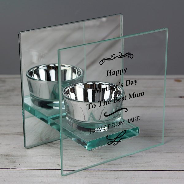 Personalised Antique Scroll Mirrored Glass Tea Light Holder - Image 5