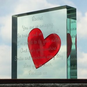Personalised Medium Paperweight Red Heart Scripted