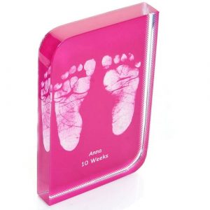 Pink Baby Hand and Footprint Wave Crystal