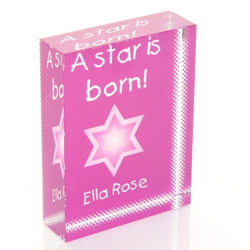 A Star Is Born Violet Personalised Glass Block