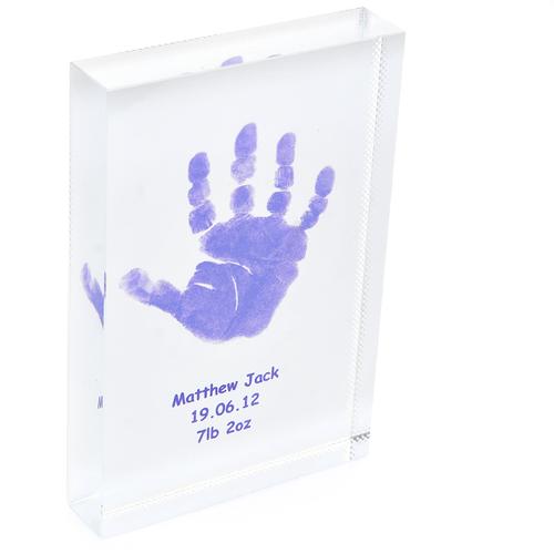 Transparent Baby Handprint/Footprint Keepsake Block