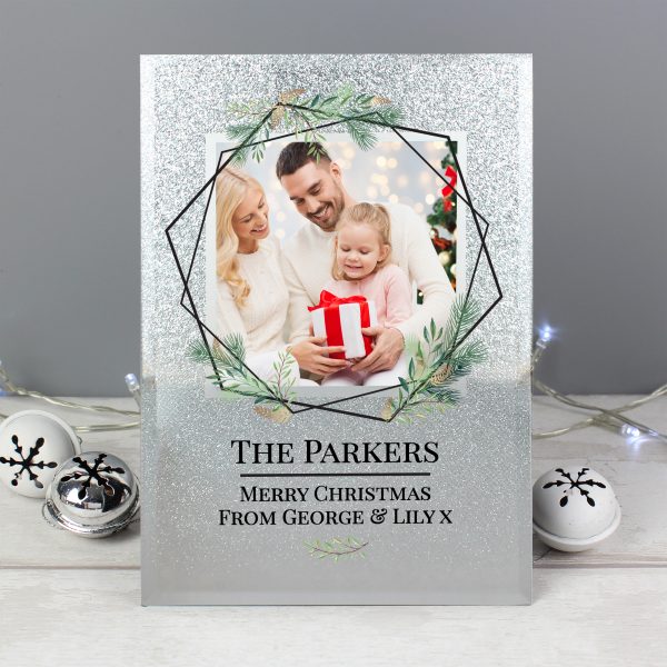 Personalised Geo Leaves 4x4 Glitter Glass Photo Frame - Image 7