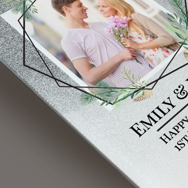 Personalised Geo Leaves 4x4 Glitter Glass Photo Frame - Image 3