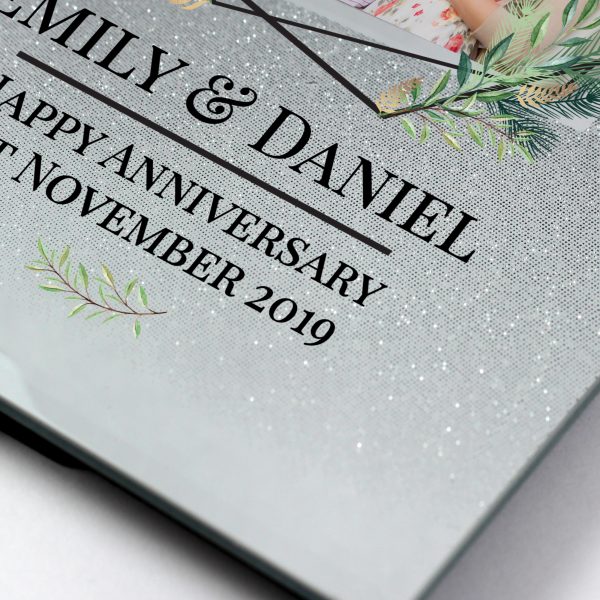 Personalised Geo Leaves 4x4 Glitter Glass Photo Frame - Image 2
