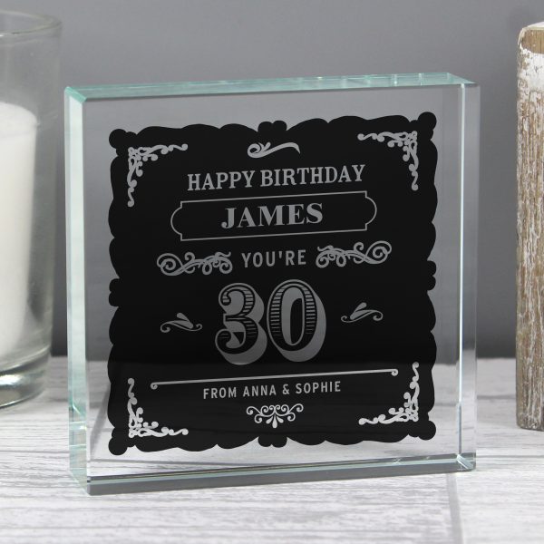 Personalised Birthday Glass Token - Vintage Typography
