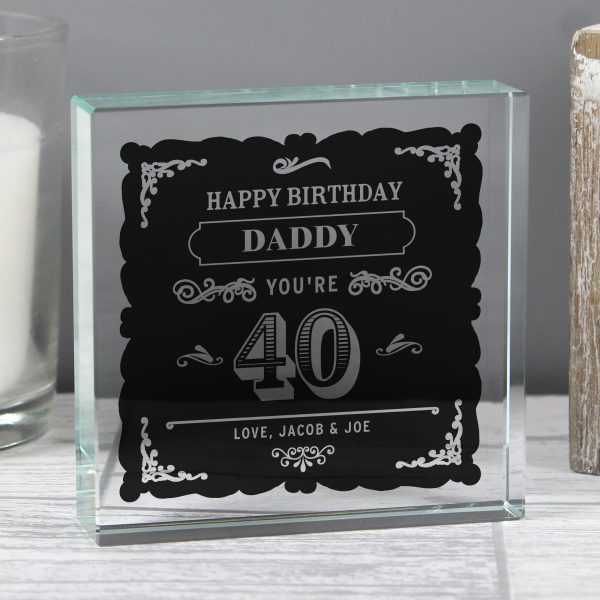 Personalised Birthday Vintage Typography Crystal Token - Image 4