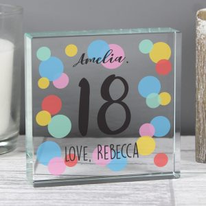 Personalised Crystal Glass Token - Birthday Confetti