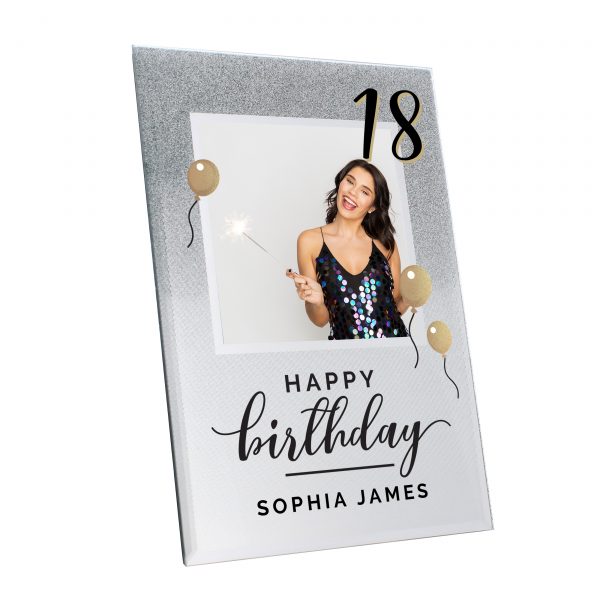 Personalised Birthday 4x4 Glitter Glass Photo Frame - Image 5