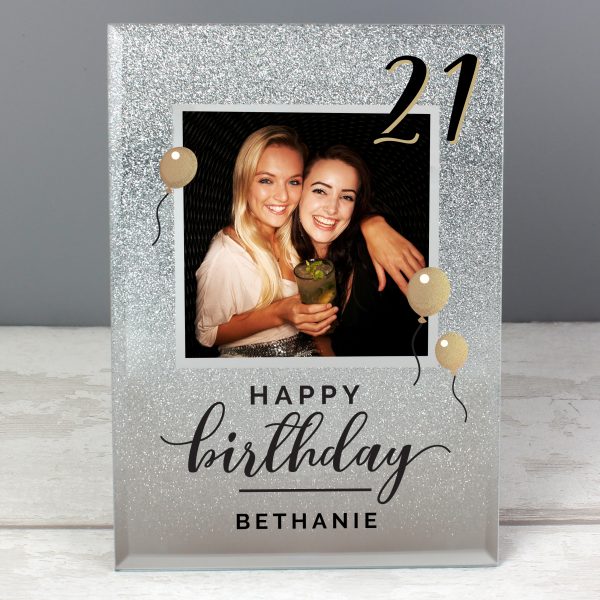 Personalised Glitter Birthday 4x4 Photo Frame