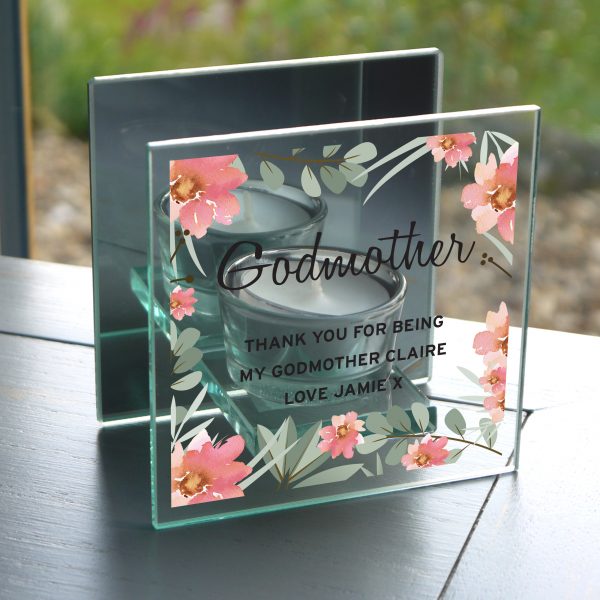 Personalised Floral Sentimental Mirrored Glass Tea Light Holder - Image 3