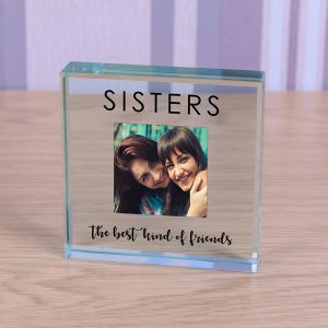 Sisters Personalised Photo Glass Block