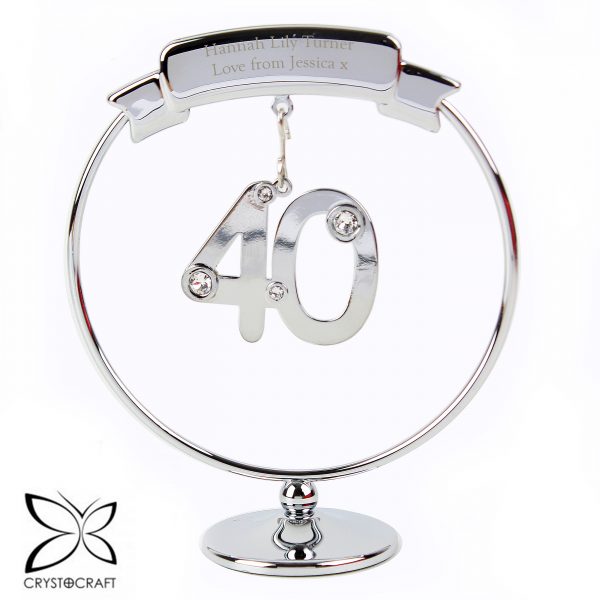 Personalised Crystocraft 40th Celebration Ornament