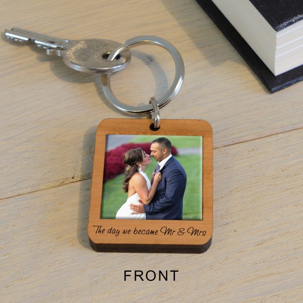 Wooden Photo Keychain - The Day We Became Mr & Mrs - Image 3