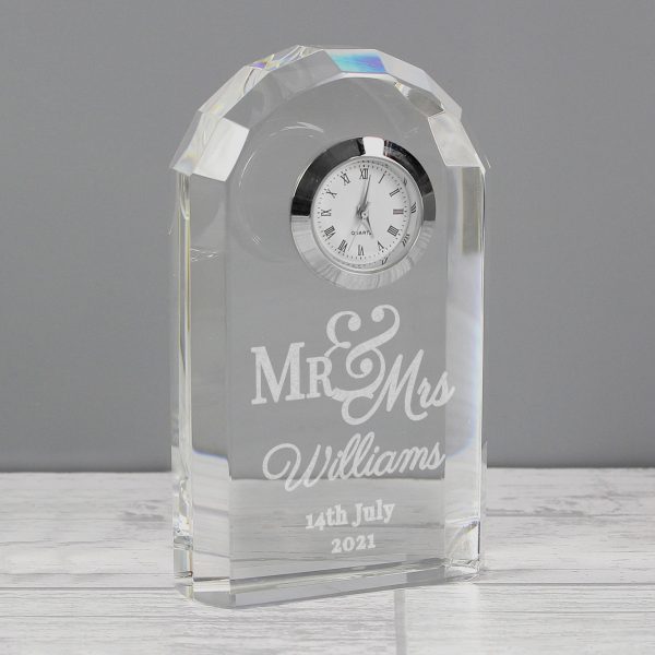 Personalised Mr & Mrs Crystal Clock - Image 2