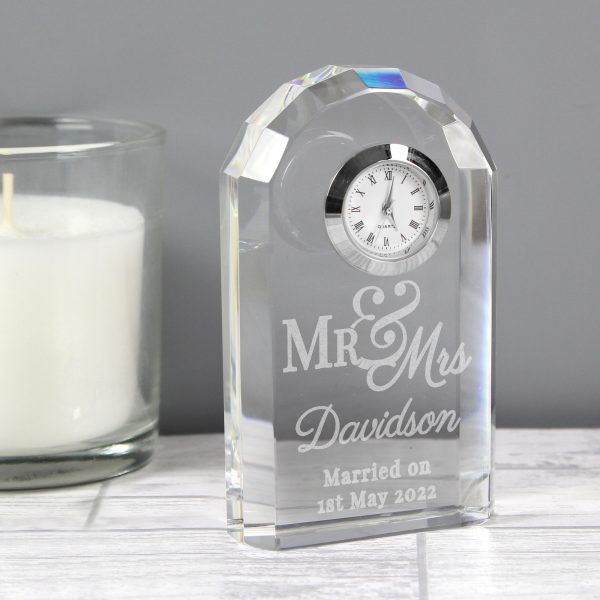 Personalised Mr & Mrs Crystal Clock - Image 3