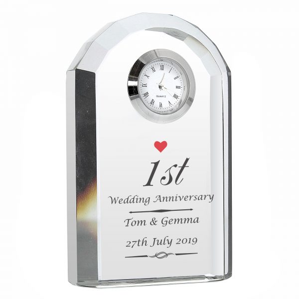 Personalised Heart Motif Crystal Clock - Image 3