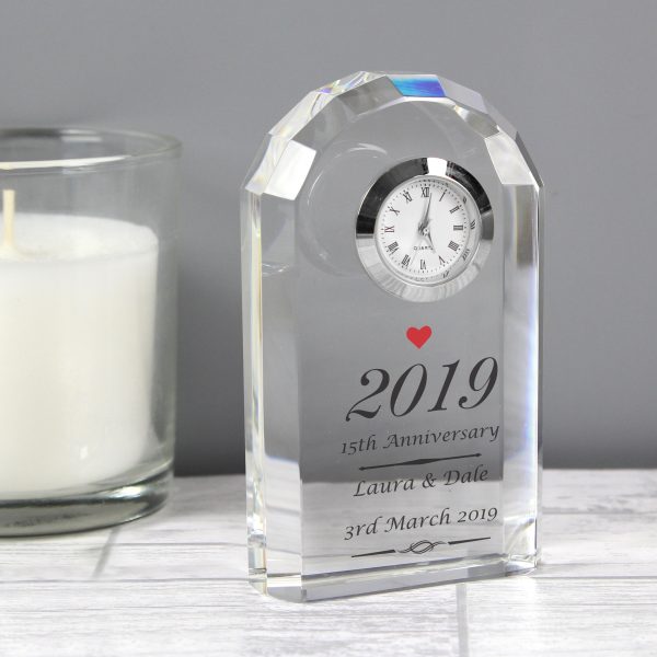 Personalised Heart Motif Crystal Clock - Image 4
