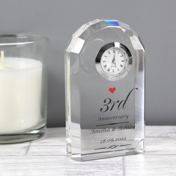 Personalised Heart Motif Crystal Clock - Image 5