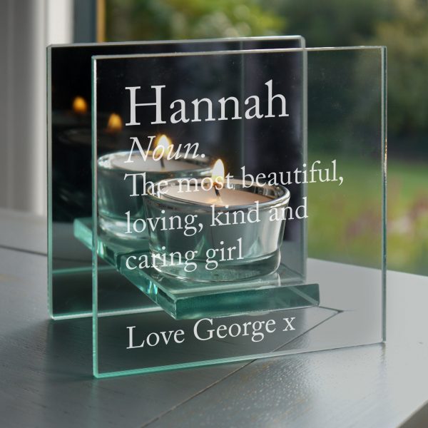 Personalised Dictionary Definition Glass Tea Light Candle Holder - Image 2