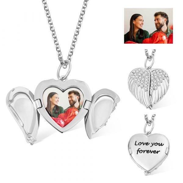 Personalised Angel Wings Photo Locket Necklace - Image 3