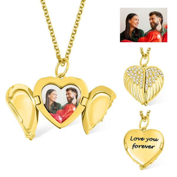 Personalised Angel Wings Photo Locket Necklace - Image 4
