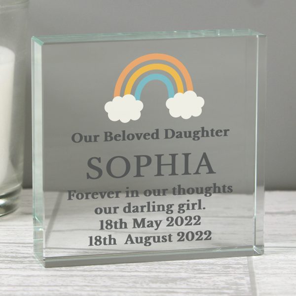 Personalised Rainbow Memorial Large Crystal Token - Image 3