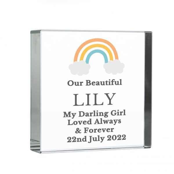 Personalised Rainbow Memorial Large Crystal Token