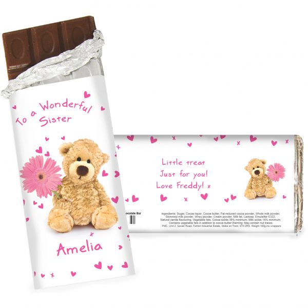 Personalised Teddy Flower Milk Chocolate Bar - Image 2