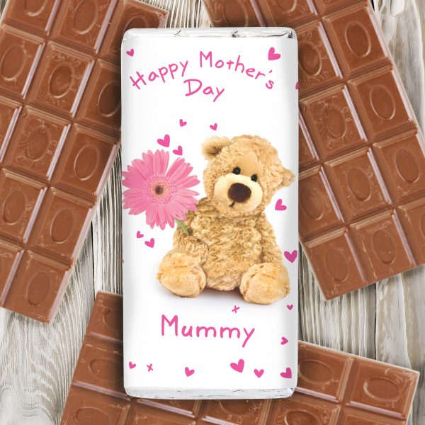 Personalised Teddy Flower Milk Chocolate Bar