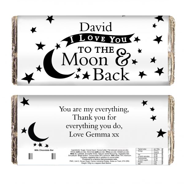 Personalised To the Moon and Back... Milk Chocolate Bar - Image 2