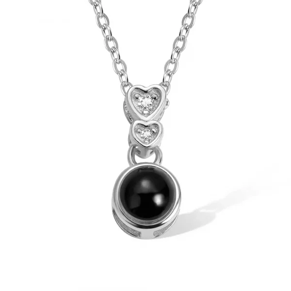 Personalised Double Heart Dainty Photo Projection Necklace - Image 2