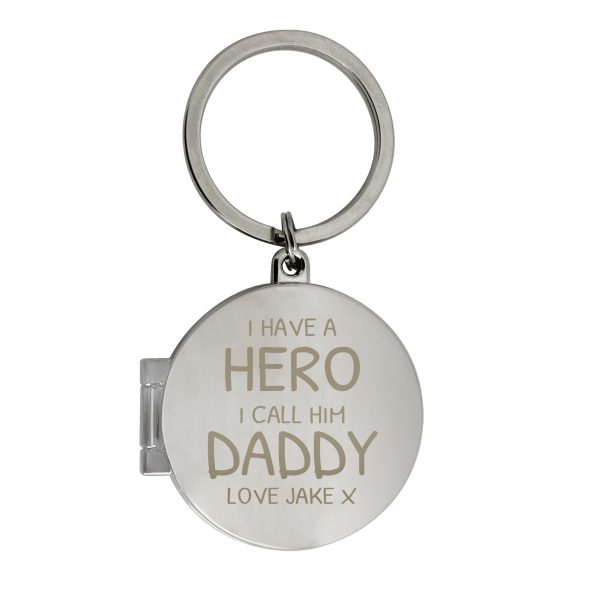 Personalised I Have A Hero Round Photo Keyring - Image 3